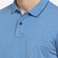 Azure Blue Solid Slim Fit Polo T-Shirt | Greenfibre