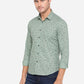 Dusty Green Printed Slim Fit Casual Shirt | Greenfibre