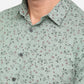 Dusty Green Printed Slim Fit Casual Shirt | Greenfibre