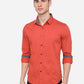 Spicy Orange Solid Slim Fit Casual Shirt | Greenfibre