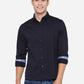 Dark Blue Solid Slim Fit Semi Casual Shirt | Greenfibre