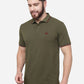 Olive Green Solid Slim Fit Polo T-Shirt | Greenfibre