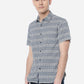 Blue & White Printed Slim Fit Semi Casual Shirt | Greenfibre