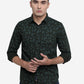 Olive Green Printed Slim Fit Semi Casual Shirt | Greenfibre