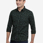 Olive Green Printed Slim Fit Semi Casual Shirt | Greenfibre