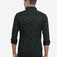 Olive Green Printed Slim Fit Semi Casual Shirt | Greenfibre