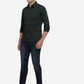 Olive Green Printed Slim Fit Semi Casual Shirt | Greenfibre