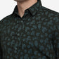 Olive Green Printed Slim Fit Semi Casual Shirt | Greenfibre