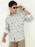 Grey Printed Slim Fit Casual Shirt | Greenfibre