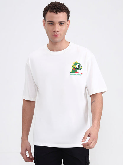 White Printed Oversize Fit T-Shirt | Greenfibre