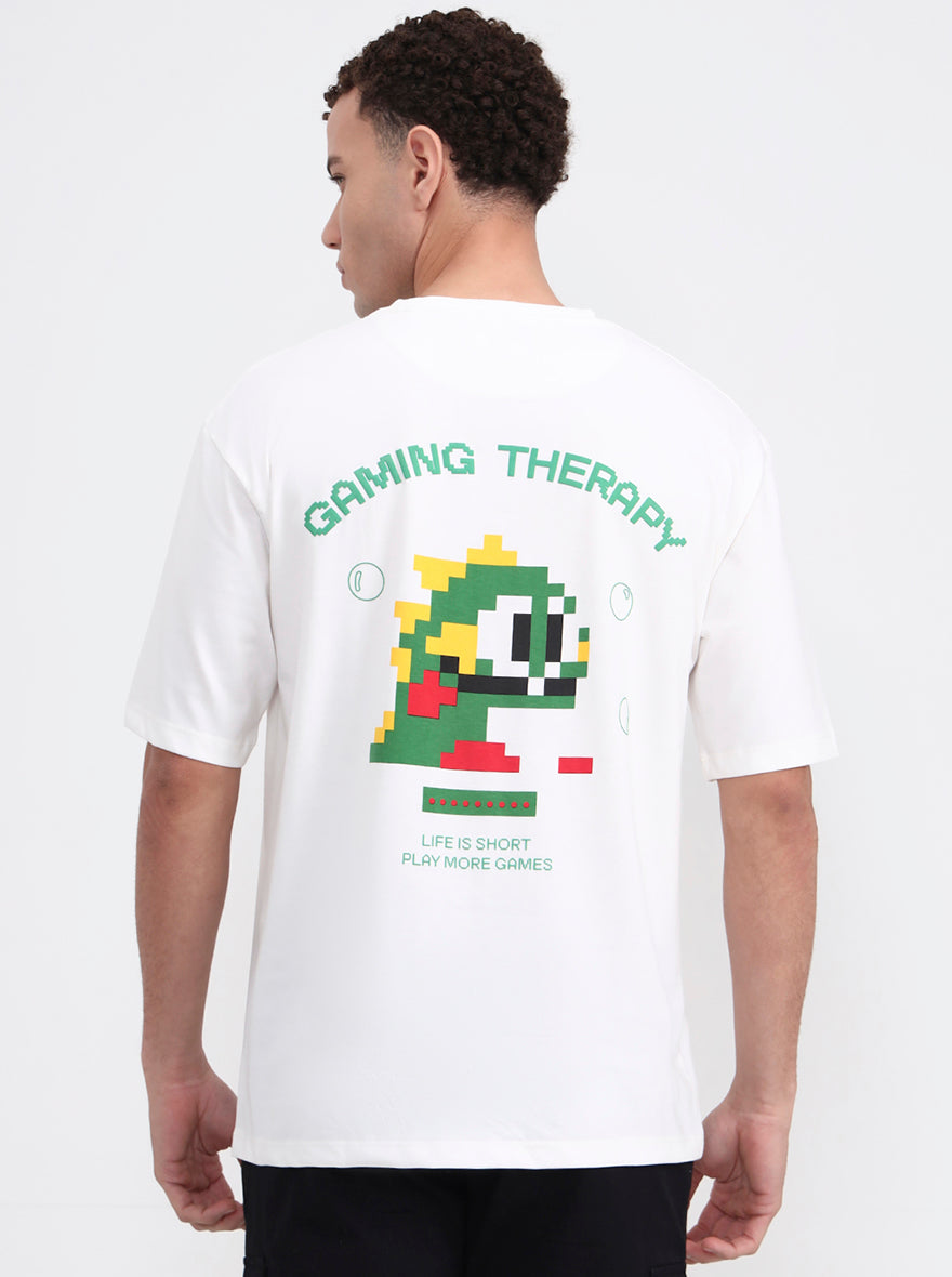 White Printed Oversize Fit T-Shirt | Greenfibre