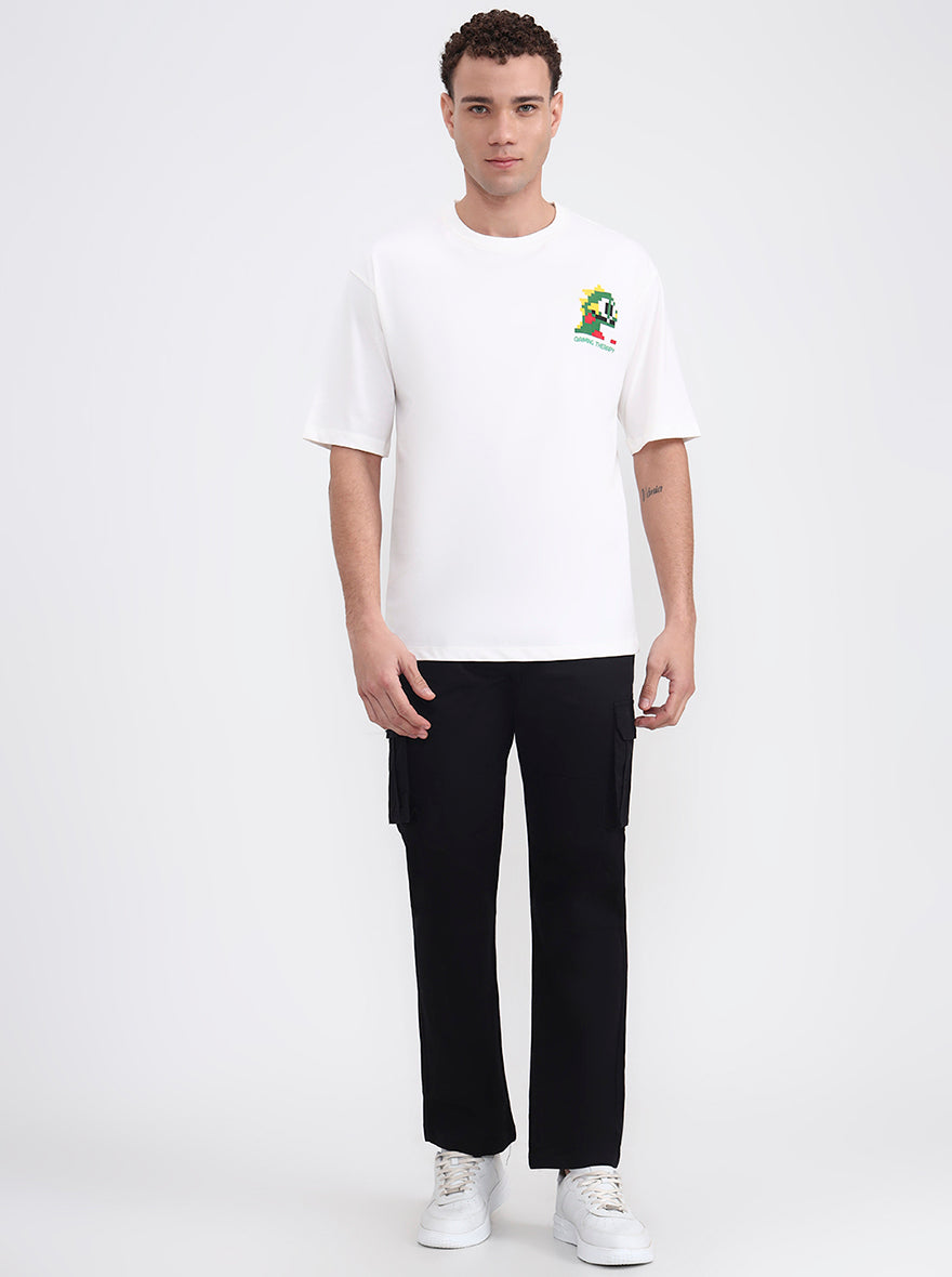 White Printed Oversize Fit T-Shirt | Greenfibre