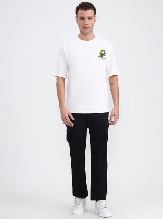 White Printed Oversize Fit T-Shirt | Greenfibre