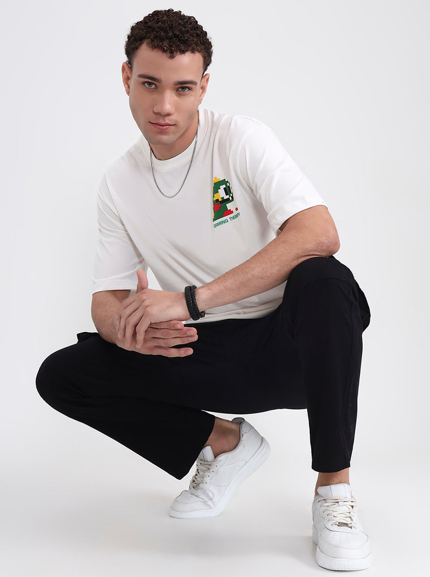 White Printed Oversize Fit T-Shirt | Greenfibre