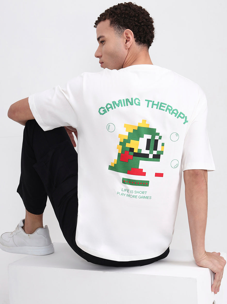 White Printed Oversize Fit T-Shirt | Greenfibre