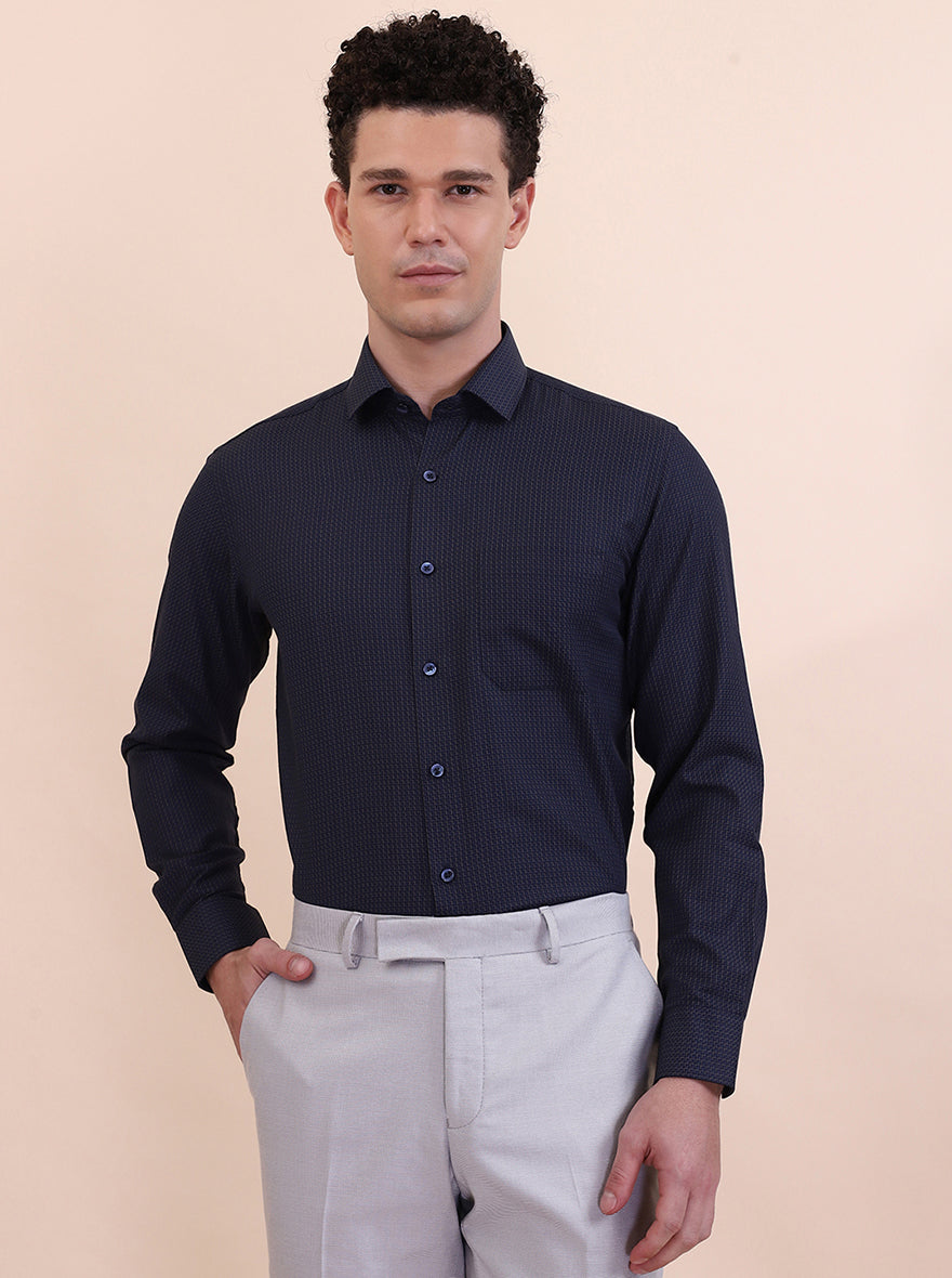 Blue Solid Slim Fit Formal Shirt | Greenfibre