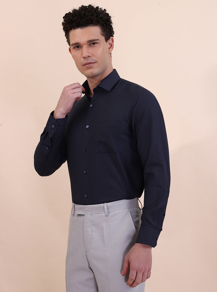 Blue Solid Slim Fit Formal Shirt | Greenfibre