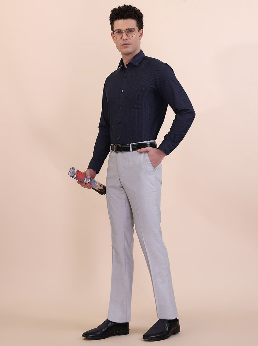 Blue Solid Slim Fit Formal Shirt | Greenfibre