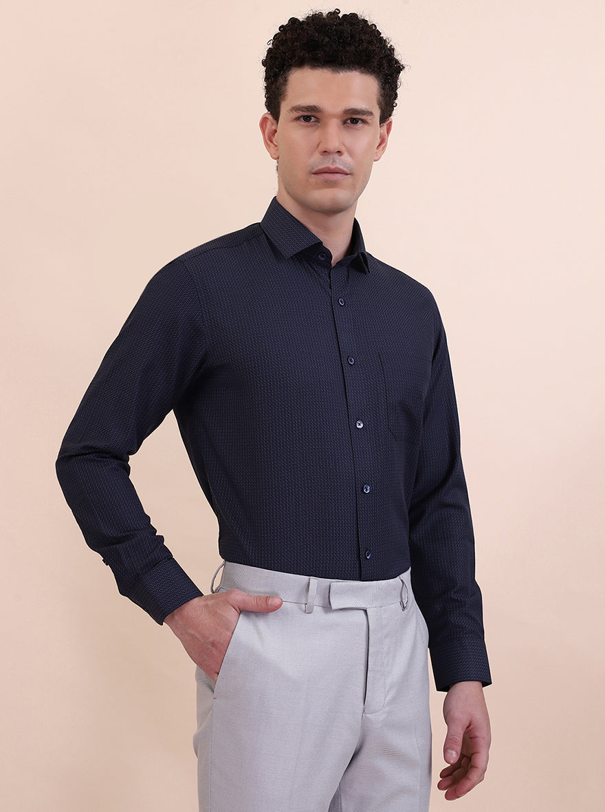 Blue Solid Slim Fit Formal Shirt | Greenfibre