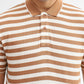 Mustard & White Striped Slim Fit Polo T-Shirt | Greenfibre