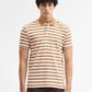 Mustard & White Striped Slim Fit Polo T-Shirt | Greenfibre