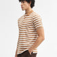 Mustard & White Striped Slim Fit Polo T-Shirt | Greenfibre
