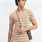 Mustard & White Striped Slim Fit Polo T-Shirt | Greenfibre