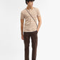 Mustard & White Striped Slim Fit Polo T-Shirt | Greenfibre