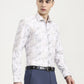 White & Beige Printed Slim Fit Party Wear Shirt | Greenfibre