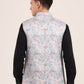 Sky Blue Printed Regular Fit Bandhgala Jacket | JB Studio