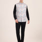 Sky Blue Printed Regular Fit Bandhgala Jacket | JB Studio