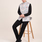 Sky Blue Printed Regular Fit Bandhgala Jacket | JB Studio