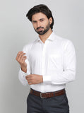 White Printed Slim Fit Formal Shirt | Metal