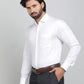 White Printed Slim Fit Formal Shirt | Metal