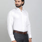White Printed Slim Fit Formal Shirt | Metal