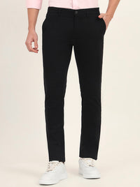Black Solid Super Slim Fit Casual Trouser | Greenfibre