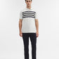 Ecru & Navy Blue Striped Slim Fit Polo T-Shirt | Greenfibre