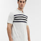 Ecru & Navy Blue Striped Slim Fit Polo T-Shirt | Greenfibre
