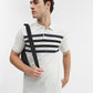 Ecru & Navy Blue Striped Slim Fit Polo T-Shirt | Greenfibre