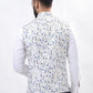 Light Blue Printed Regular Fit Bandhgala Jacket | Greenfibre