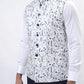 Light Blue Printed Regular Fit Bandhgala Jacket | Greenfibre