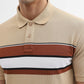 Khaki & Brown Striped Slim Fit Polo T-Shirt | Greenfibre