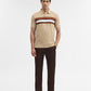 Khaki & Brown Striped Slim Fit Polo T-Shirt | Greenfibre