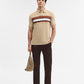Khaki & Brown Striped Slim Fit Polo T-Shirt | Greenfibre