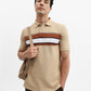 Khaki & Brown Striped Slim Fit Polo T-Shirt | Greenfibre