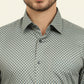 Green Printed Regular Fit Formal Shirt | JadeBlue