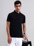 Black Solid Regular Fit Polo T-Shirt | Greenfibre