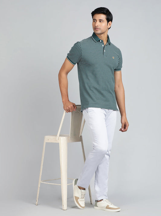 Light Blue Solid Super Slim Fit Casual Trouser | Greenfibre