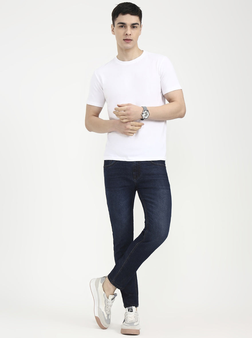 Blue Solid Urban Fit Jeans | Greenfibre