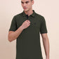 Olive Green Solid Slim Fit Polo T-Shirt | Greenfibre
